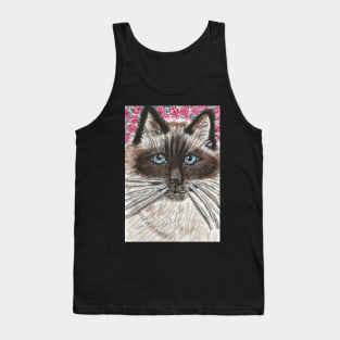 Siamese cat face watercolor painting Tank Top